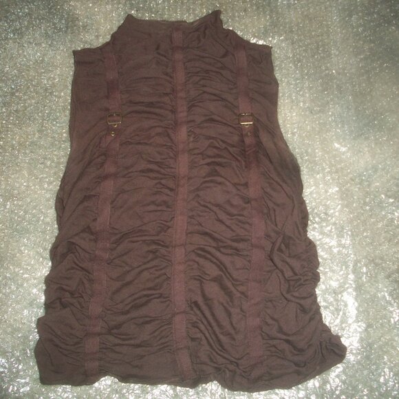 womens MODA INTERNATIONAL Victoria's Secret brown pleated tank.size medium - Picture 1 of 3